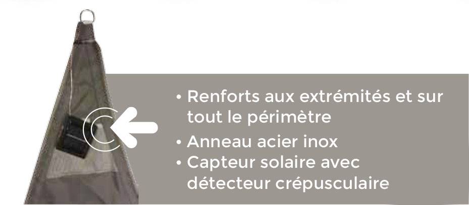 Jardiline - Voile d'ombrage triangulaire 3.60 m leds solaires - Image 2
