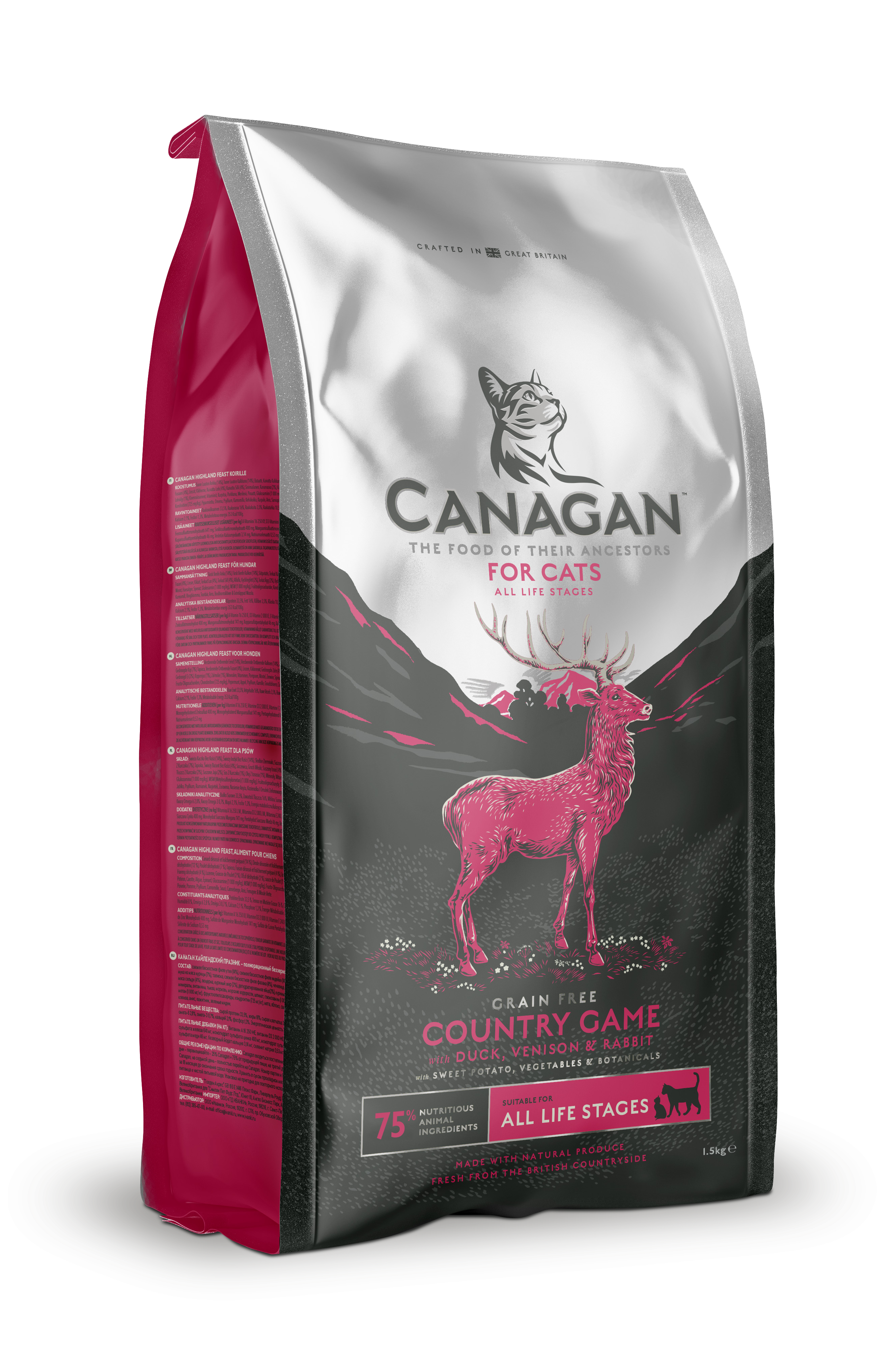 Canagan - Croquettes chat avec du cerf, canard et lapin sans céréales 1,5 jg - Canagan - Image 1