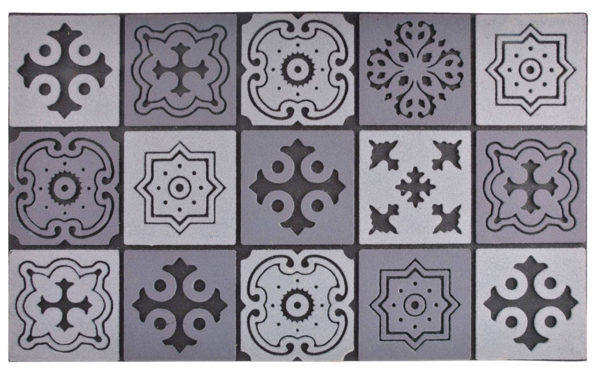 Esschert Design - Tapis antidérapant caoutchouc recyclé motif Mosaïque L 76 cm l 45,5 cm H 1 cm - ESSCHERT DESIGN - Image 1