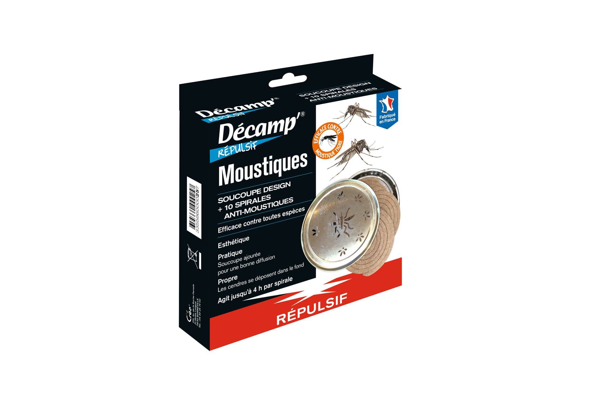 Décamp'Répulsif - Spirale anti moustiques avec soucoupe à cendres