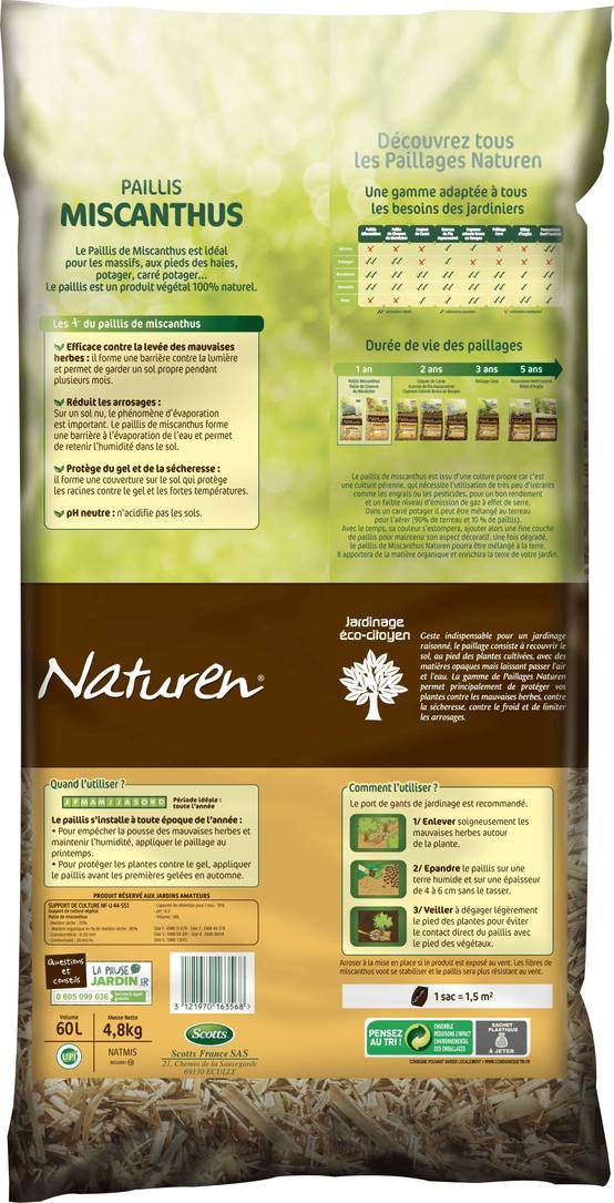 Naturen - Paillis de miscanthus naturel 60L – NATUREN - Image 3