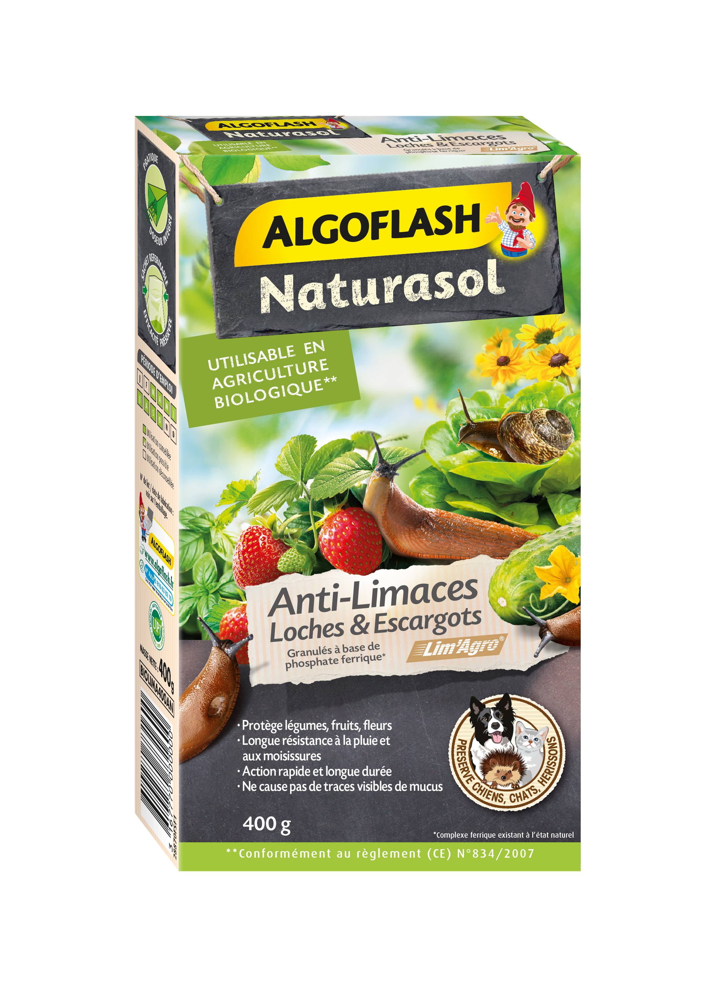 Algoflash Naturasol - Anti-Limaces, Loches et Escargots 400 g - Algoflash Naturasol