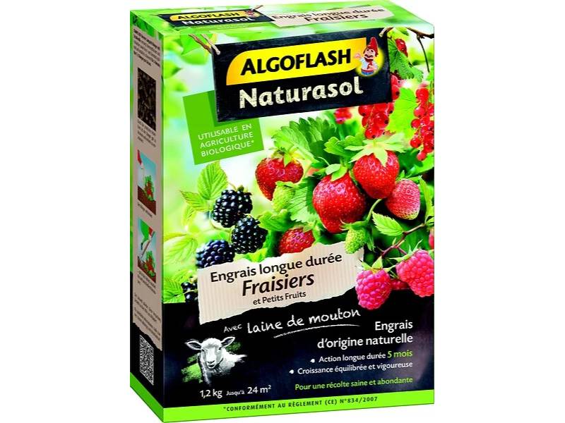 Algoflash Naturasol - Engrais fraisiers et petits fruits laine de mouton 1,2 kg ALGOFLASH NATURASOL - Image 1