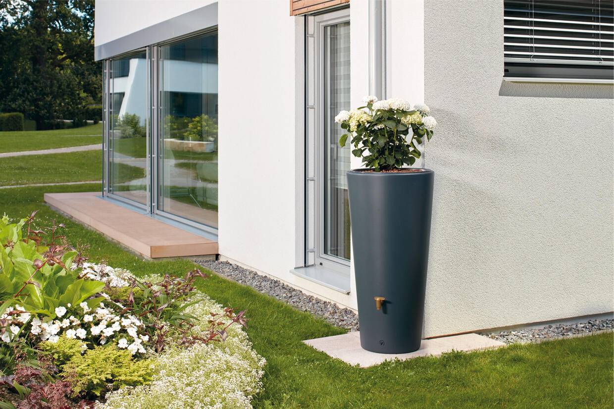 Garantia - Récupérateur d'eau pluie 220L mural bac à plante robinet inclus gris graphite Vaso 2-en-1 - GARANTIA - Image 2