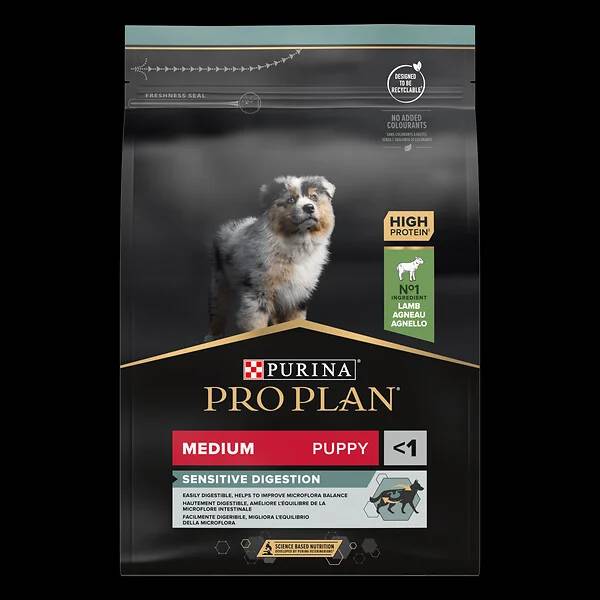 Purina Pro Plan - Croquettes chien Junior Medium Digestion Agneau  3 kg - PRO PLAN