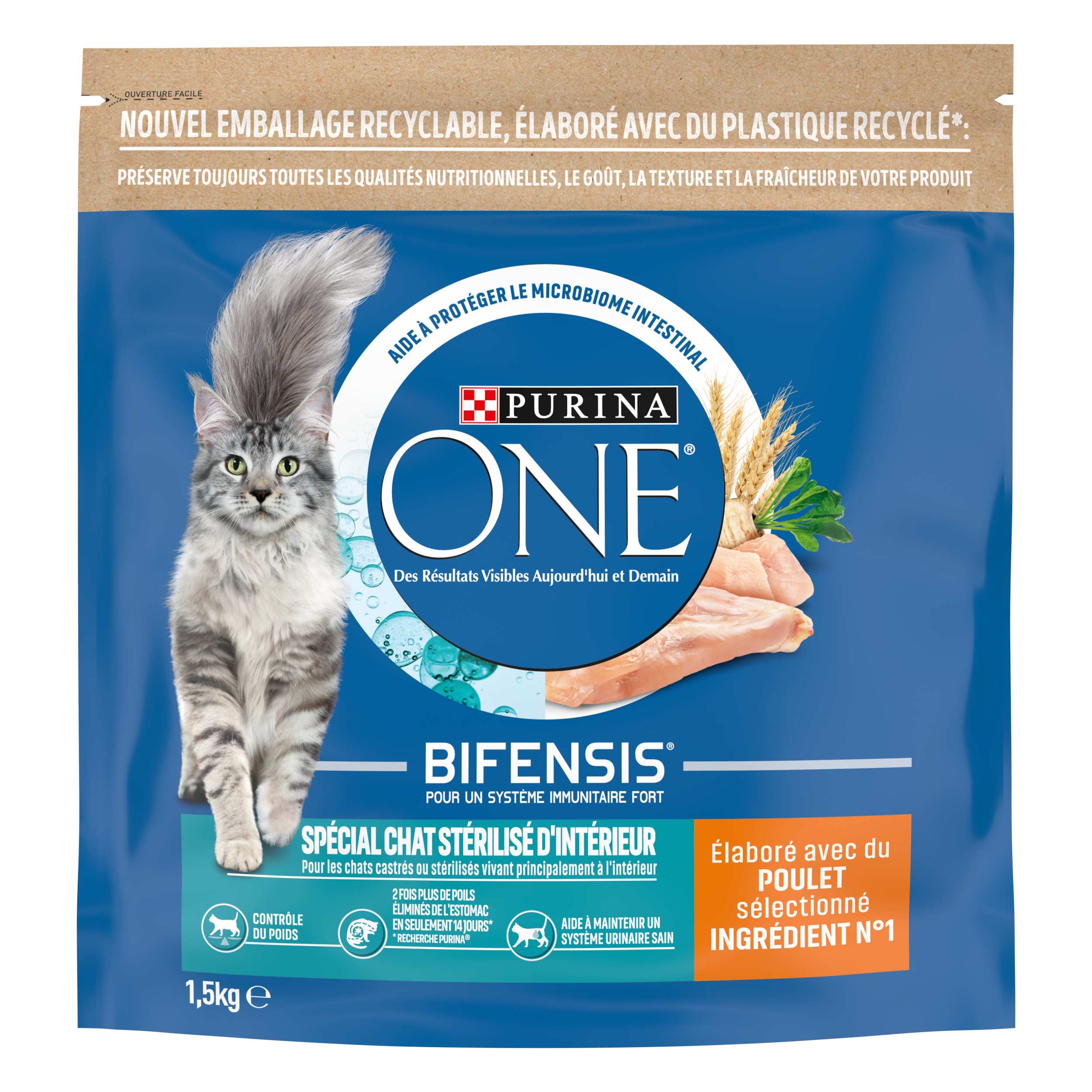 Purina One - Croquettes chat d'Intérieur Stérilisé Poulet et céréales complètes 1,5 kg - PURINA ONE - Image 2
