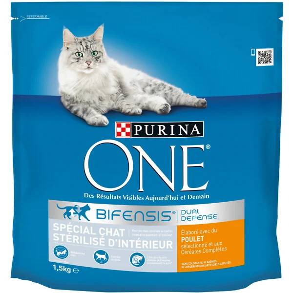Purina One - Croquettes chat d'Intérieur Stérilisé Poulet et céréales complètes 1,5 kg - PURINA ONE