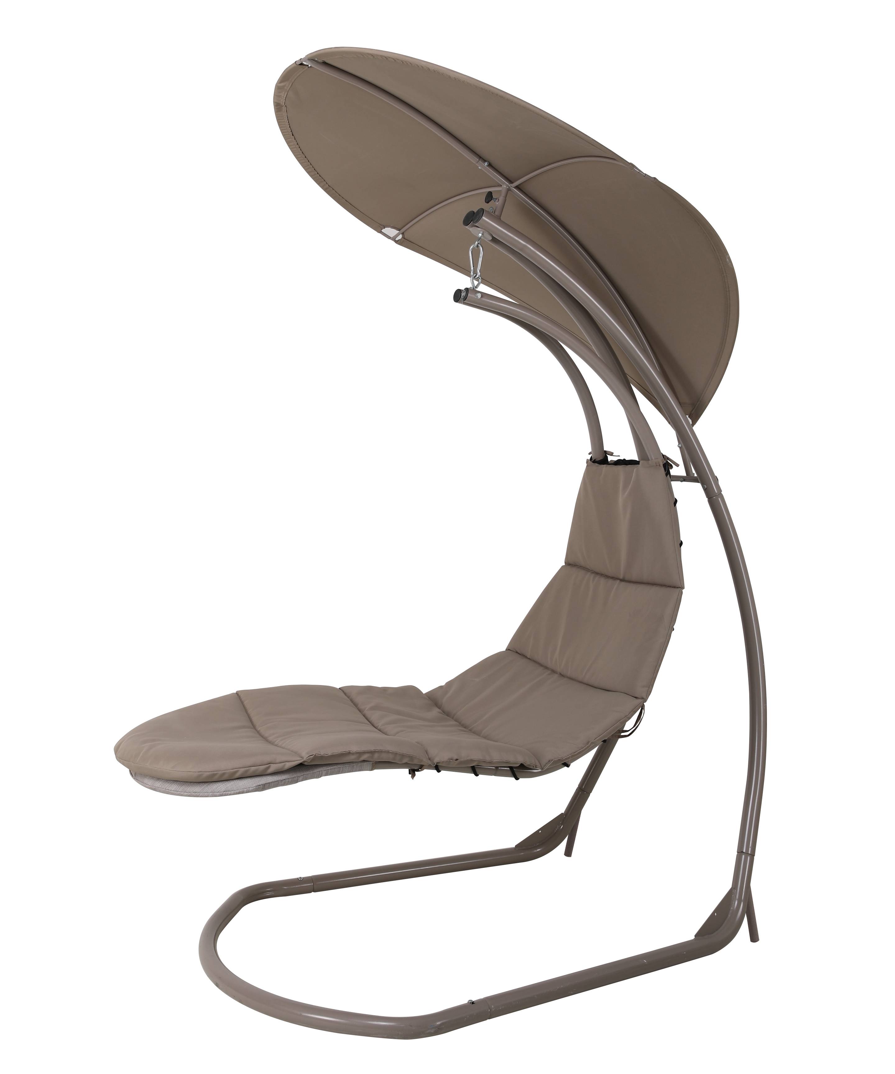 Ecloz - Transat loveuse suspendu avec voile d'ombrage acier polyester taupe Zoe - ECLOZ