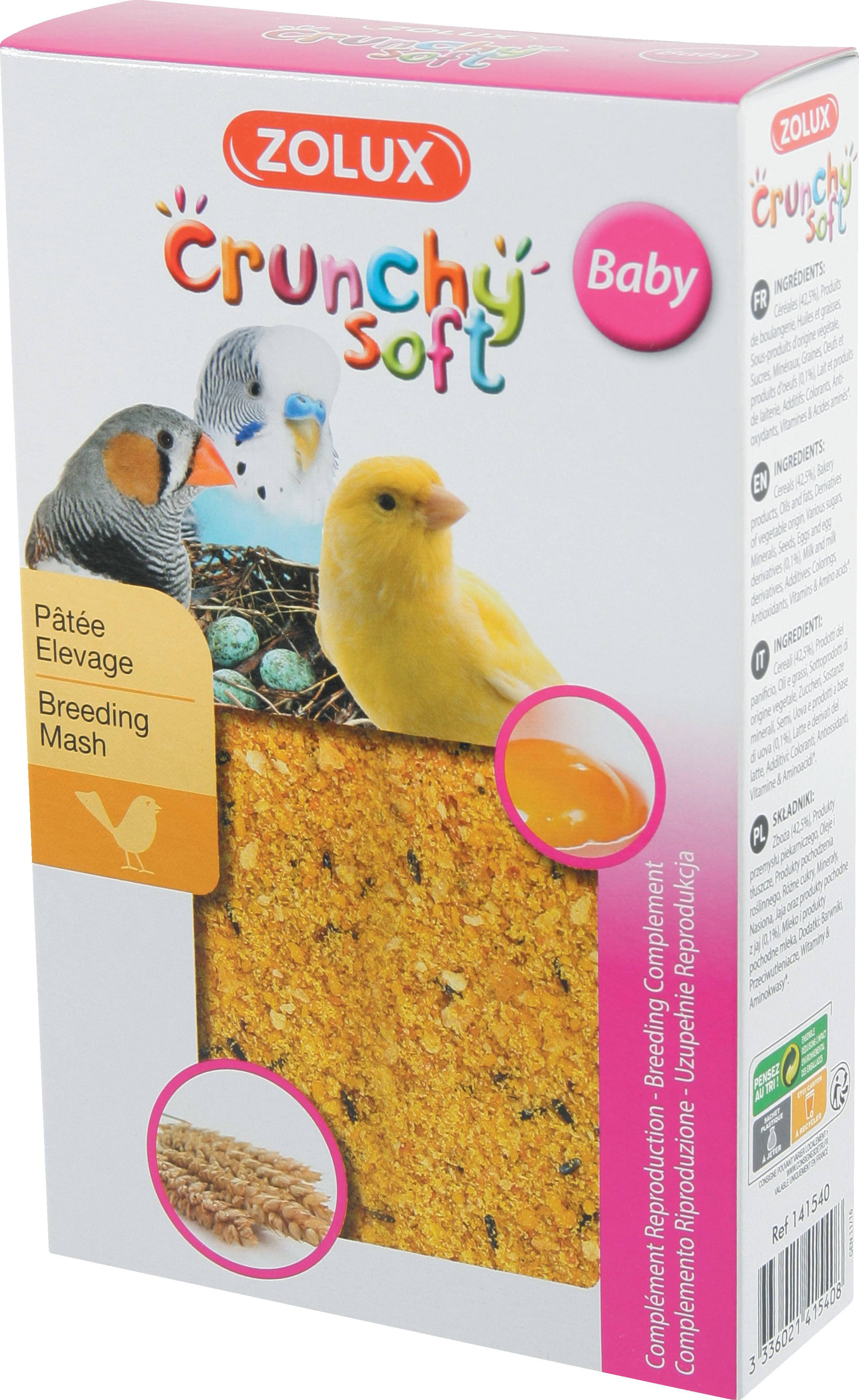 Zolux - Pâtée d'élevage pour oiseaux Crunchy soft baby 150 g - Image 1