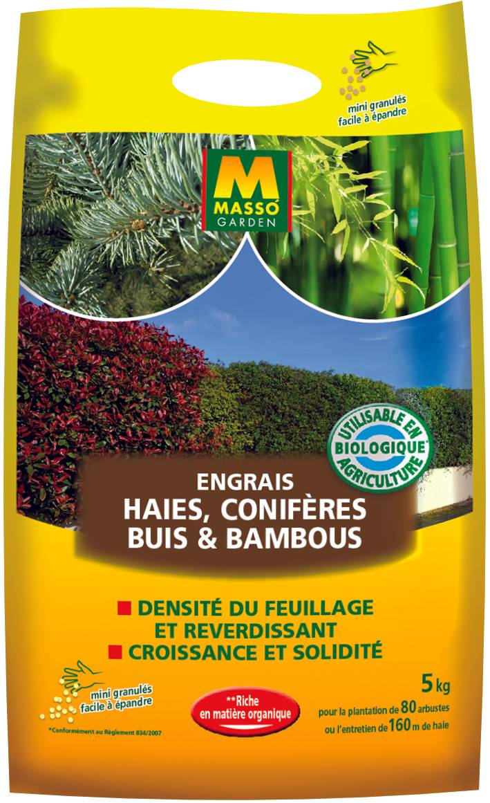 Engrais buis bambous conifères haies 5 kg - MASSÓ GARDEN - Image 1