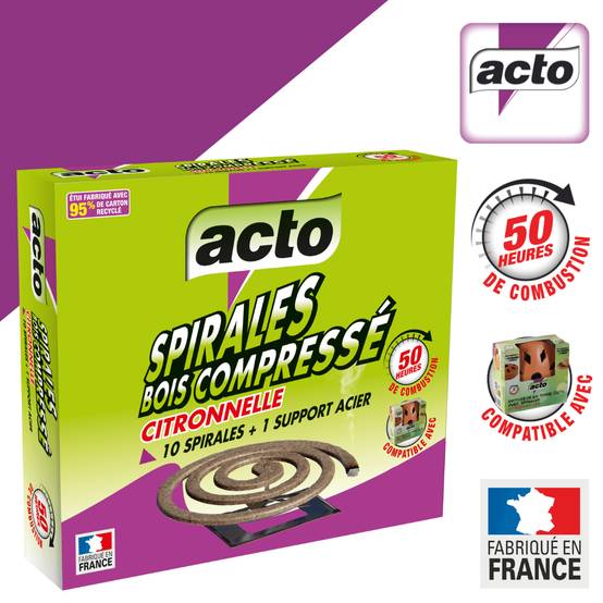 Acto - Spirales insecticide bois compressé citronnelle lot de 10 – ACTO - Image 1