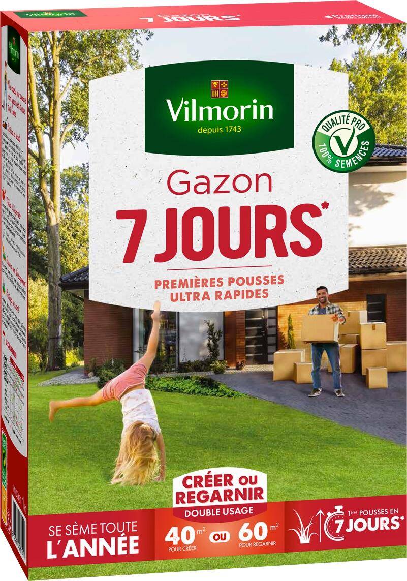 Vilmorin - Gazon 7 jours semences boîte 1 kg - VILMORIN - Image 2