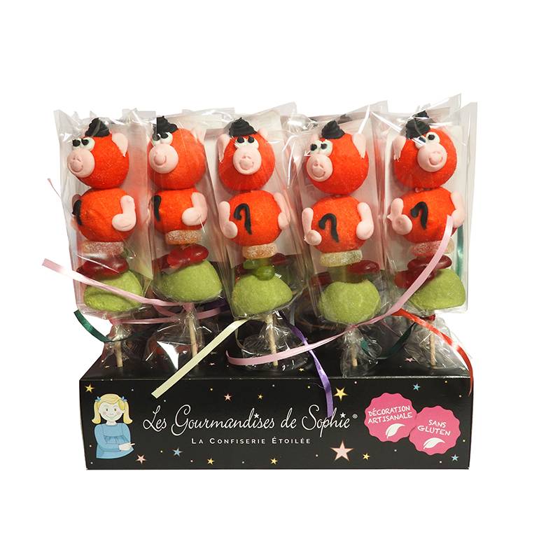 Les Gourmandises de Sophie - Brochette de guimauve en forme de cochon 55g - Les Gourmandises de Sophie
