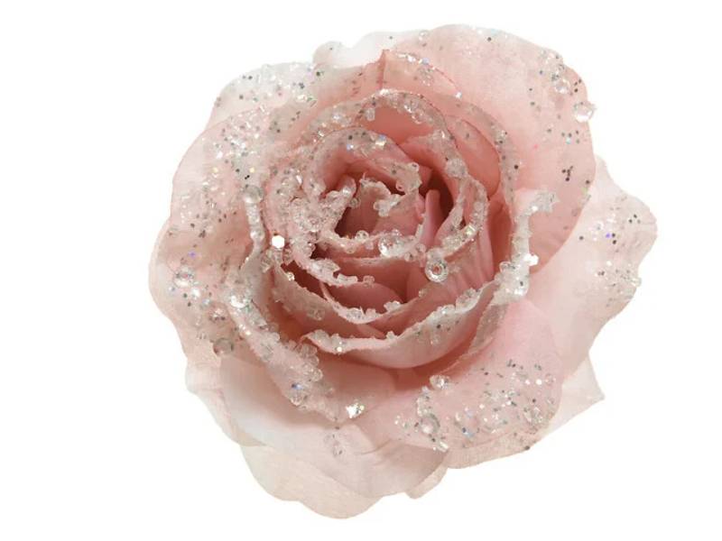 Kaemingk - Kaemingk - Rose à paillettes sur clip Ø.14 x H.8,5 cm