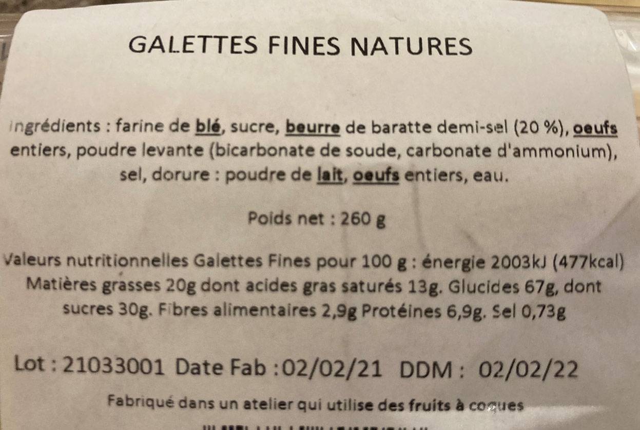 Sachet galettes fines au beurre frais de baratte 260 g - Image 2