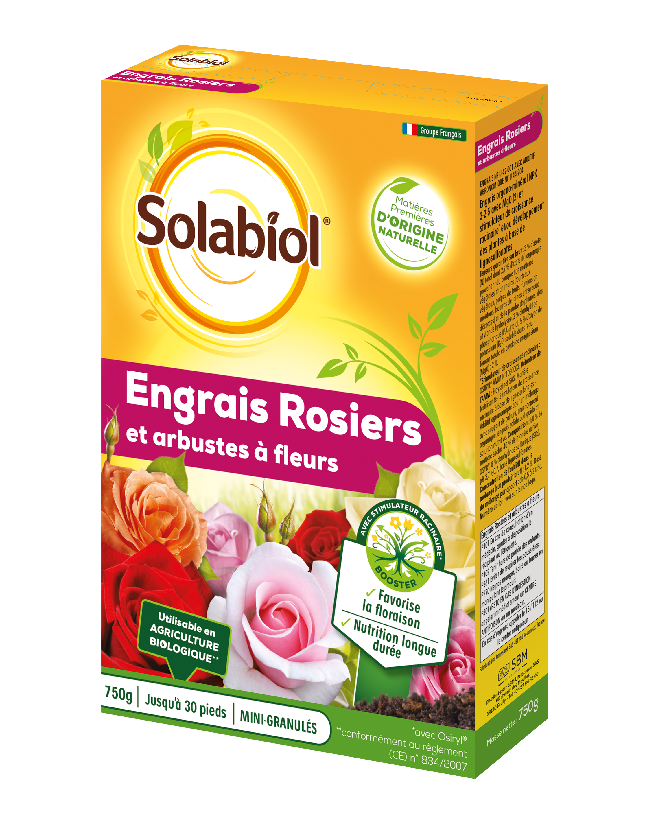 Solabiol - Engrais rosiers et arbustes naturel 750 g - SOLABIOL