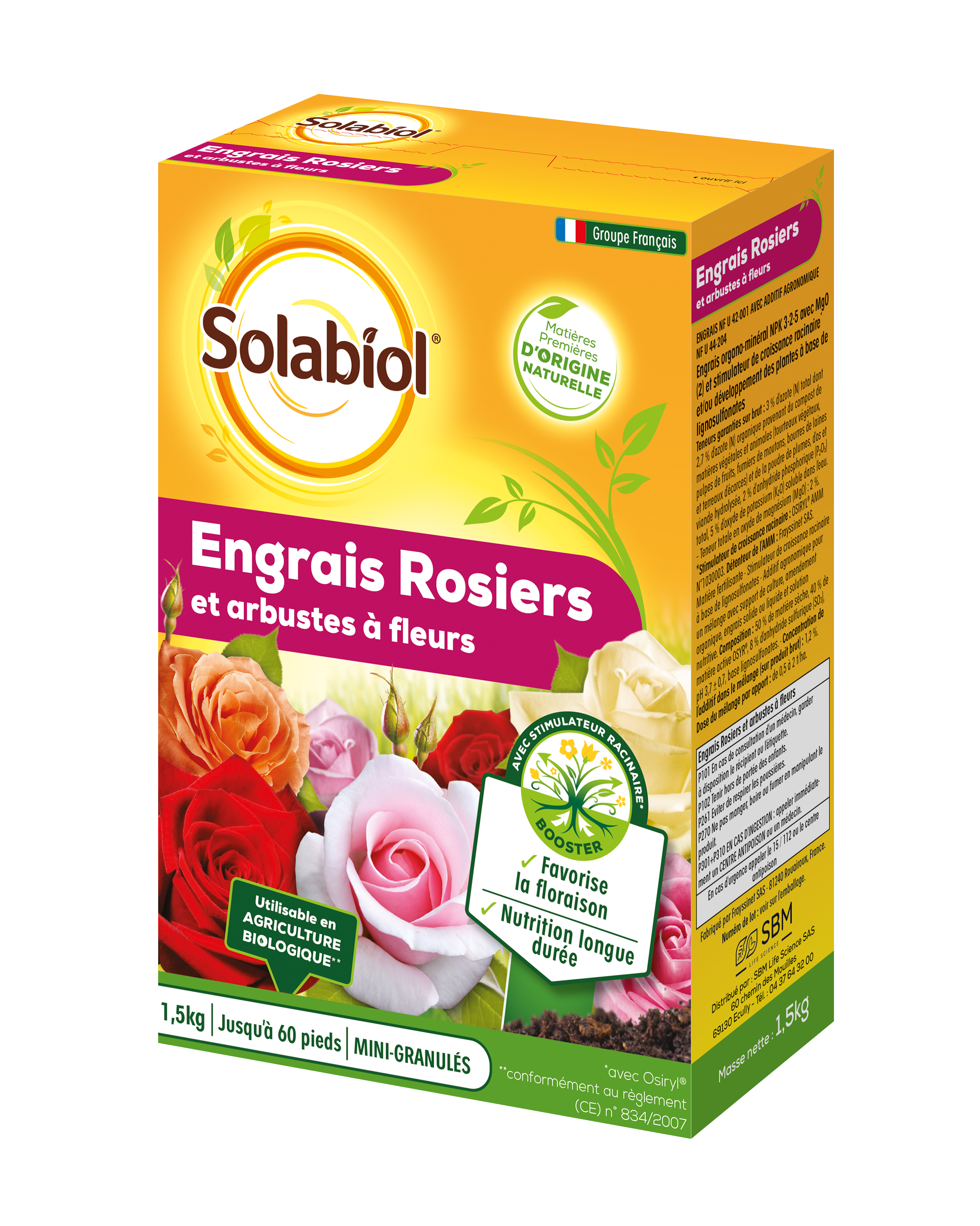 Solabiol - Engrais Rosiers Arbustes À Fleurs 1,5kg SOLABIOL - Image 1