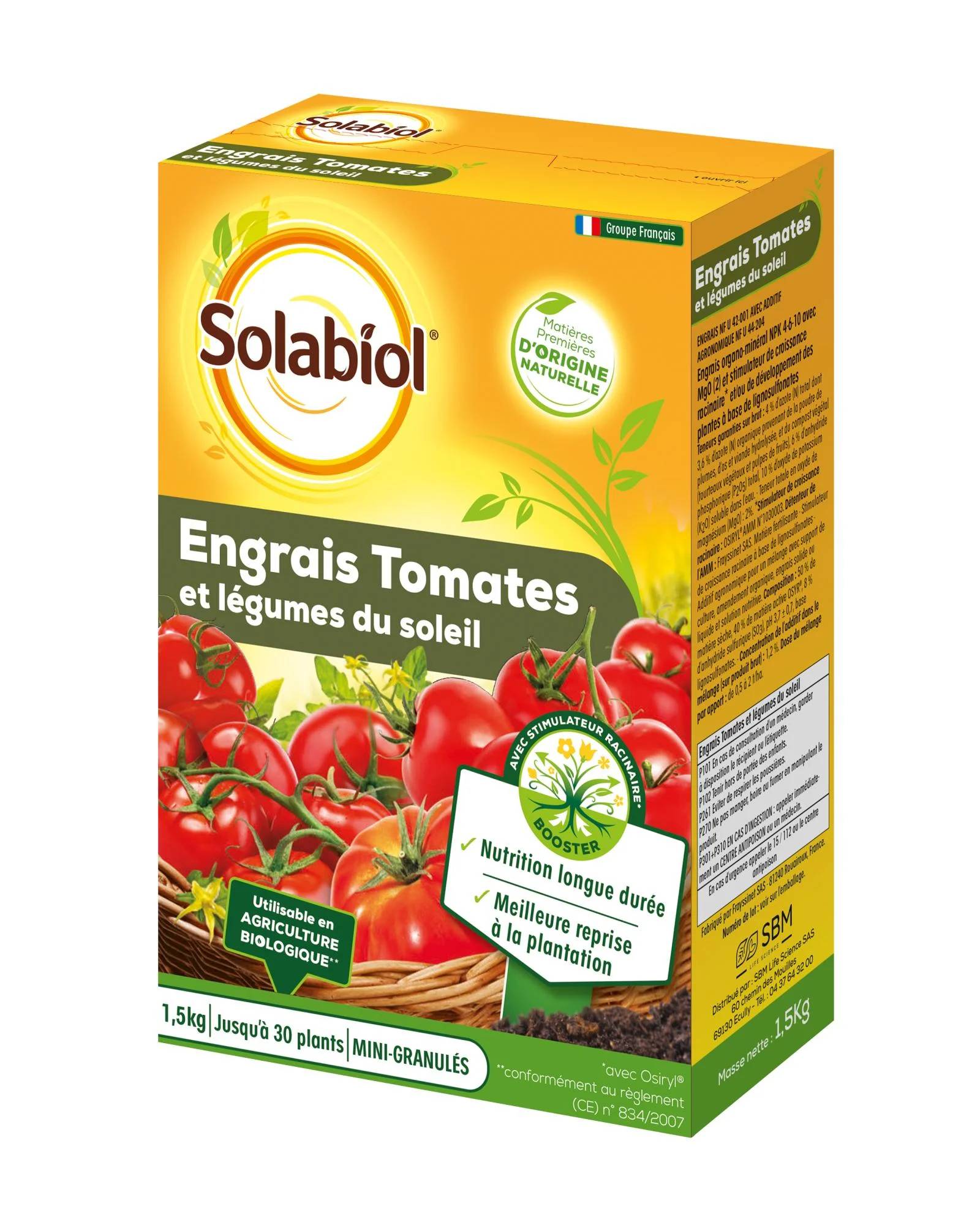 Solabiol - Engrais Tomates Légumes - SOLABIOL