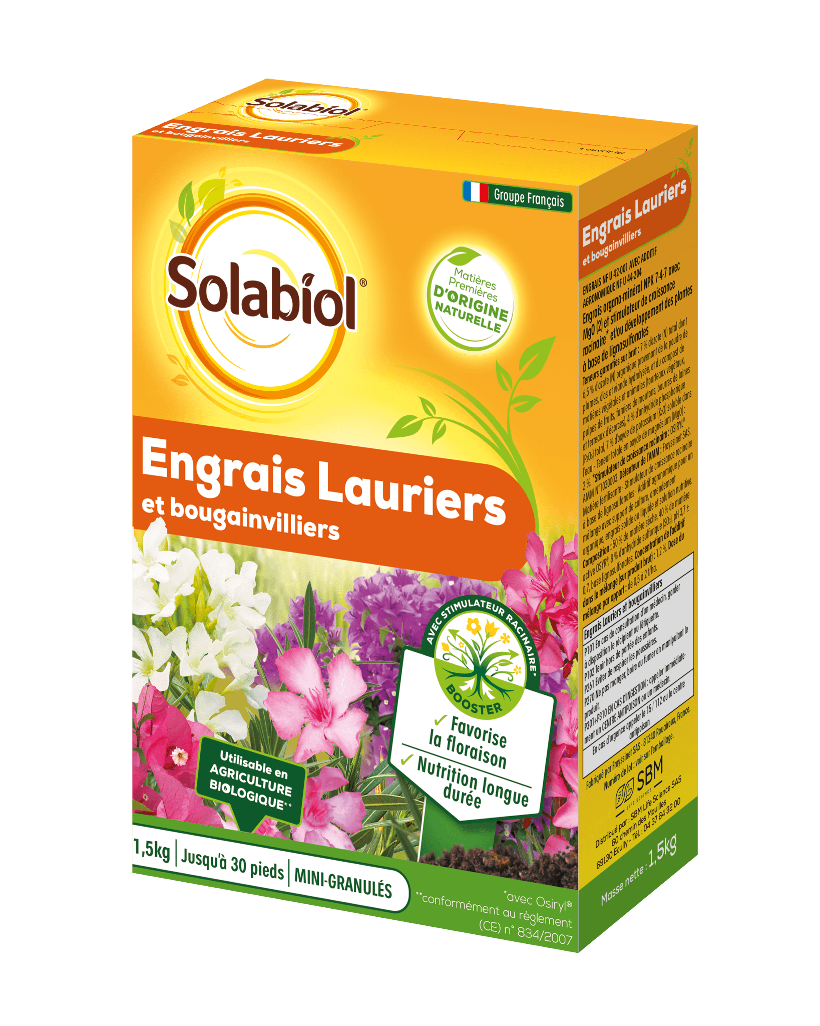 Solabiol - Engrais Laurier Bougainvillier 100% Organique 1,5 Kg – SOLABIOL