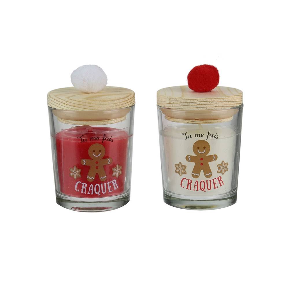 Lot de 2 bougies top bois pompon Un noël magique - Image 4