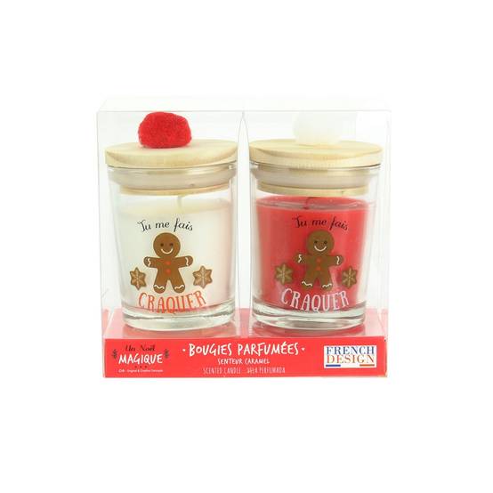 Lot de 2 bougies top bois pompon Un noël magique - Image 2
