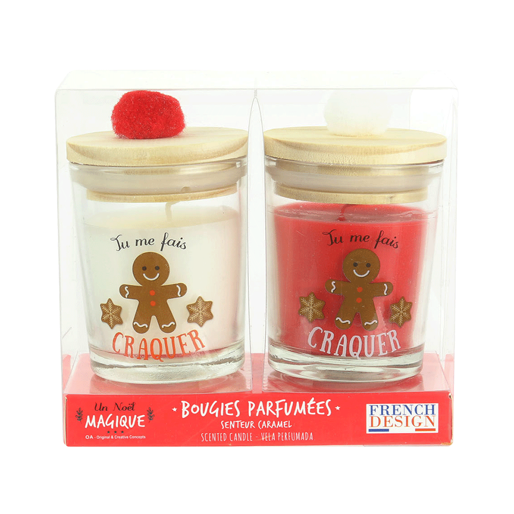 Lot de 2 bougies top bois pompon Un noël magique - Image 3