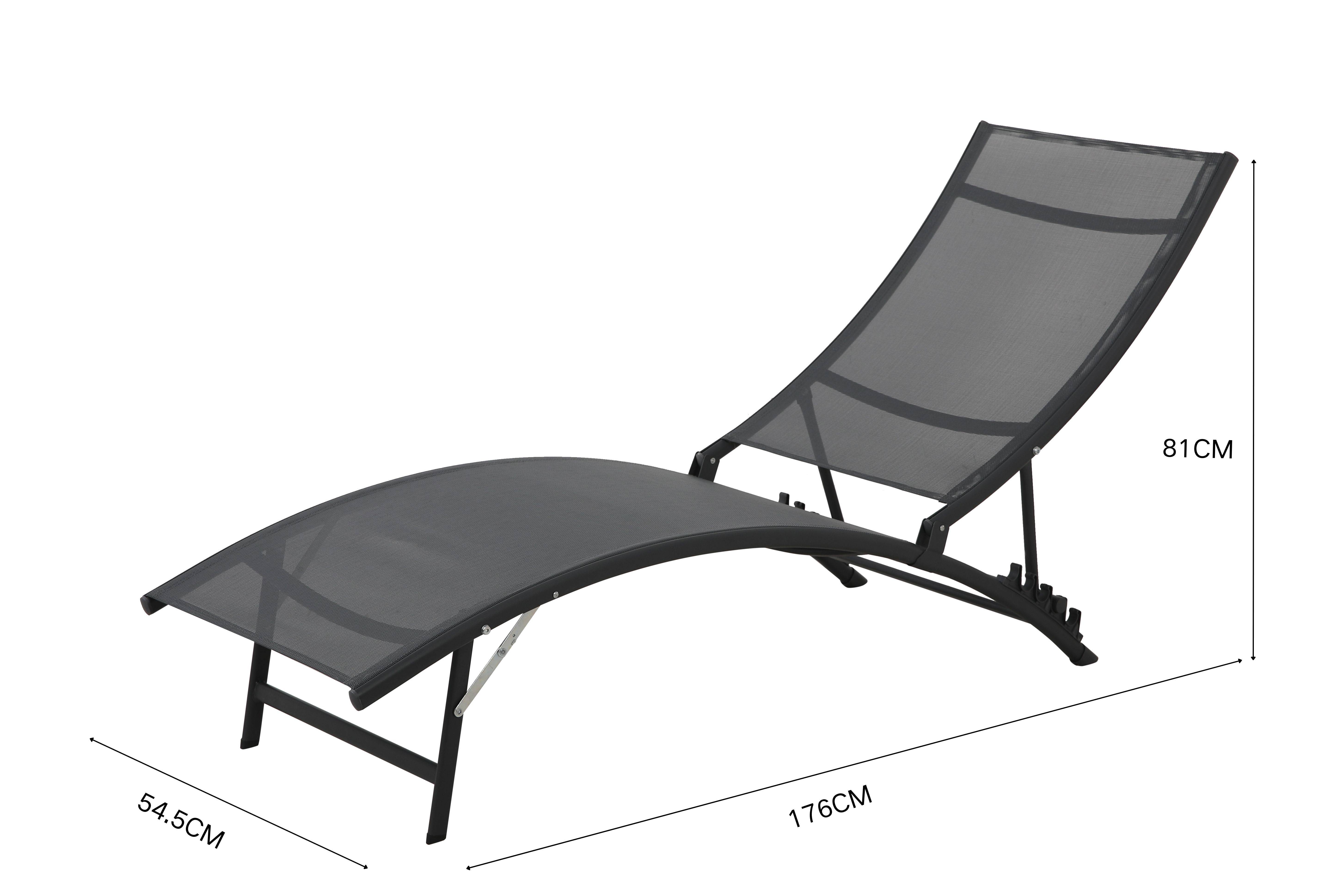 Ecloz - Bain de soleil pliable et dossier réglable acier textilène gris Farniente - ECLOZ - Image 7