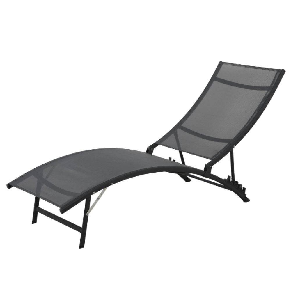 Ecloz - Bain de soleil pliable et dossier réglable acier textilène gris Farniente - ECLOZ - Image 2