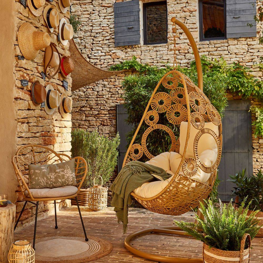 Ecloz - Fauteuil oeuf suspendu de jardin acier cordage naturel Déco ECLOZ - Image 1