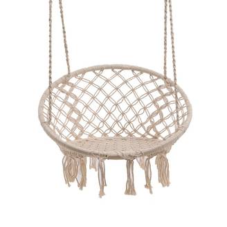 Decoris - Chaise hamac suspendu Écru Poly Coton H.123 x Ø.82 cm