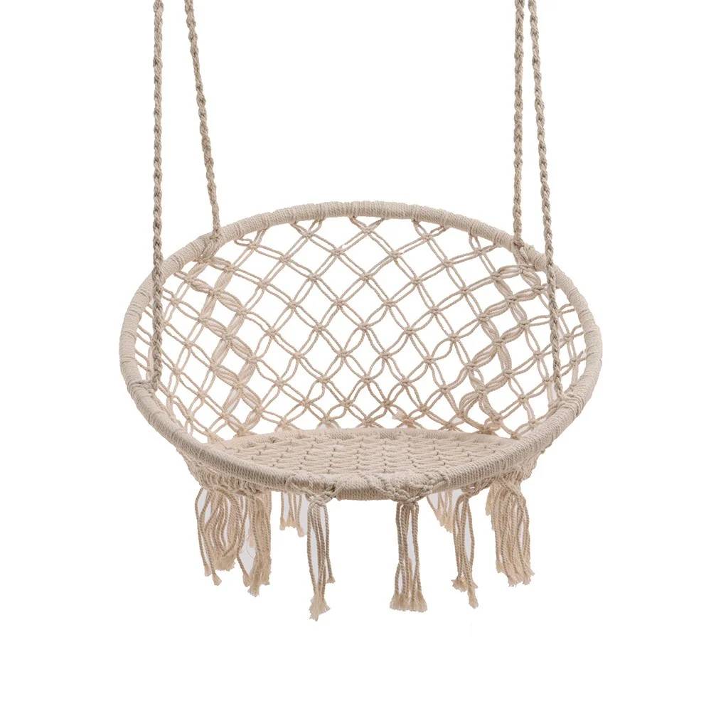 Decoris - Chaise hamac suspendu Écru Poly Coton H.123 x Ø.82 cm - Image 1