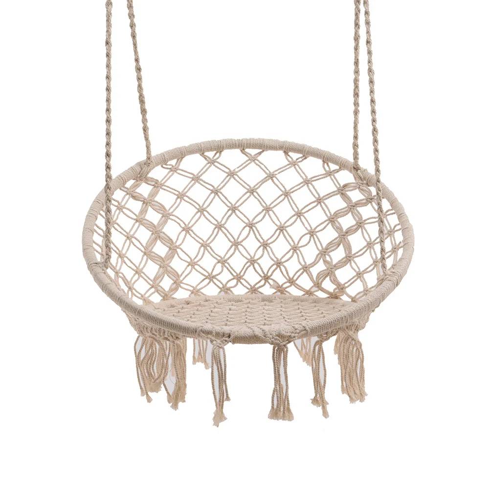 Decoris - Chaise hamac suspendu Écru Poly Coton H.123 x Ø.82 cm - Image 2