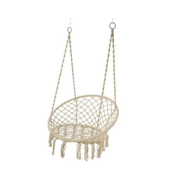 Decoris - Chaise hamac suspendu Écru Poly Coton H.123 x Ø.82 cm - Image 5