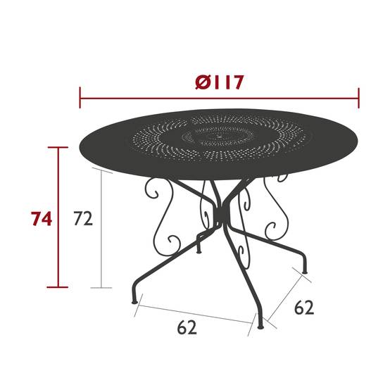 Fermob - Table de jardin ronde acier carbone 6 personnes Montmartre Fermob - Image 3