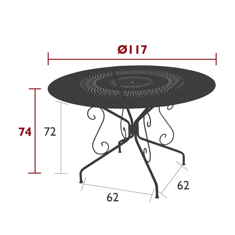 Fermob - Table de jardin ronde acier carbone 6 personnes Montmartre Fermob - Image 3