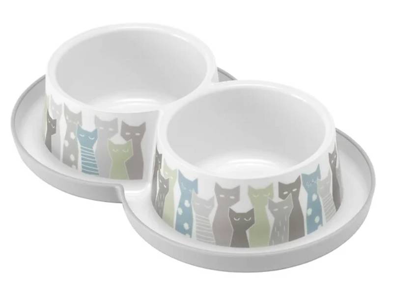 Double gamelle Chat Impression Gouttière 2x350 ml - MODERNA - Image 1