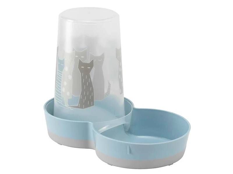 Distributeur de croquettes et eau plastique sérigraphié 1,5 litres - MODERNA