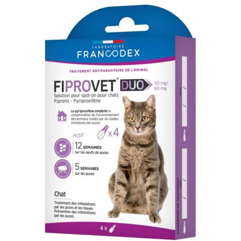 Francodex - FIPROVET DUO 50 mg/60 mg - Solution pour spot-on chat x4 - Image 3