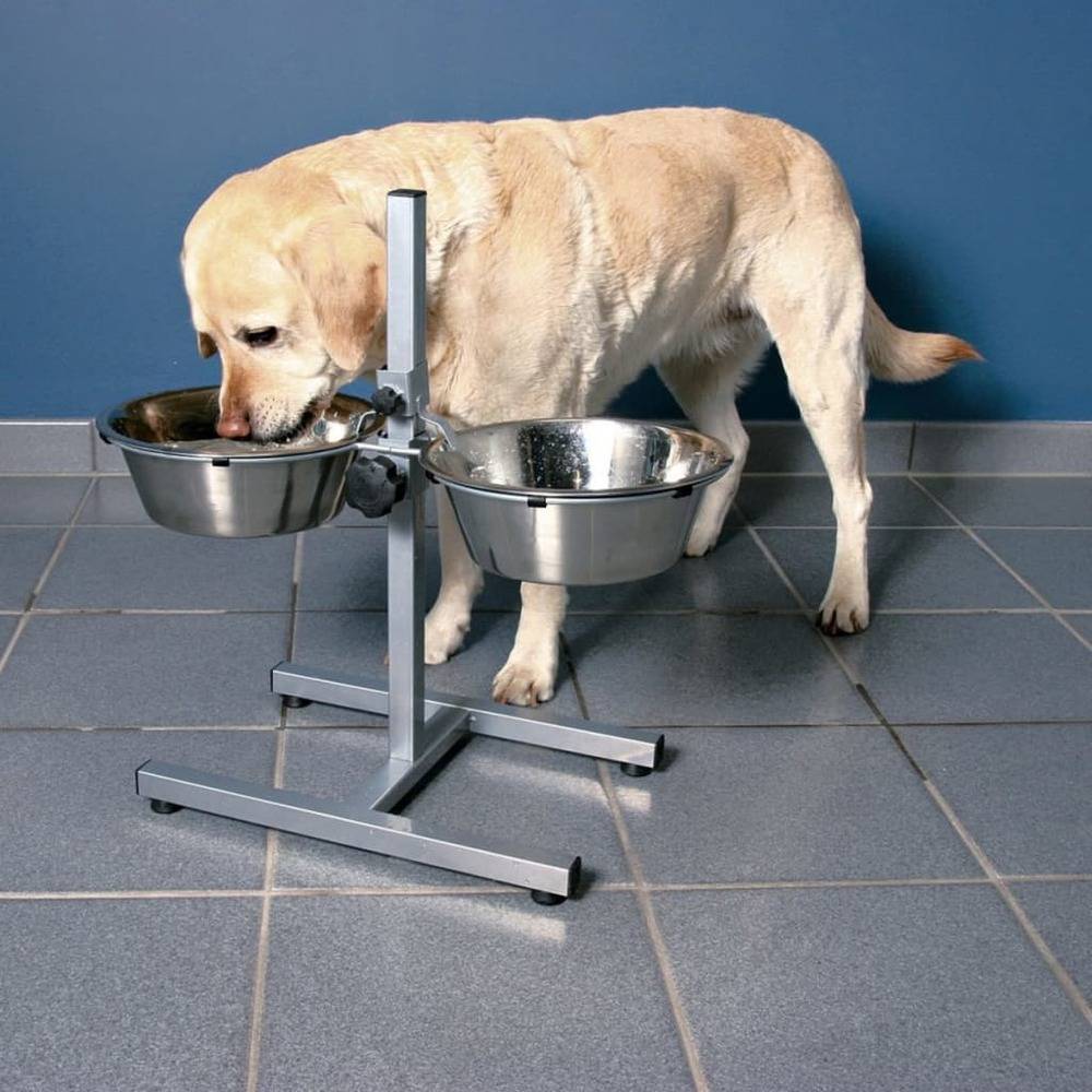 Jeu de Bols Support Réglable Métal Argent Ø 20 cm H 40 cm 3,6 L - TRIXIE - Image 1