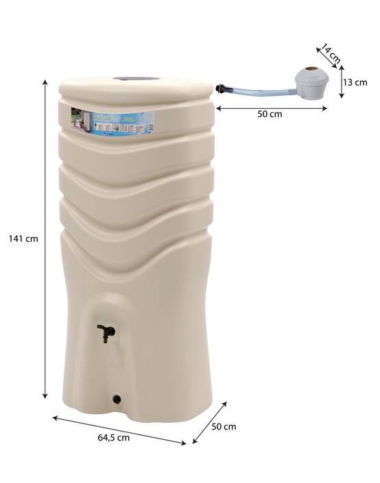 EDA Plastiques - Récupérateur d'eau de pluie 350L mural robinet et collecteur inclus - EDA