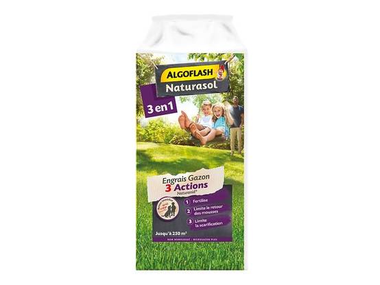 Algoflash Naturasol - Engrais gazon granulés 3 actions 10 kg - ALGOFLASH NATURASOL