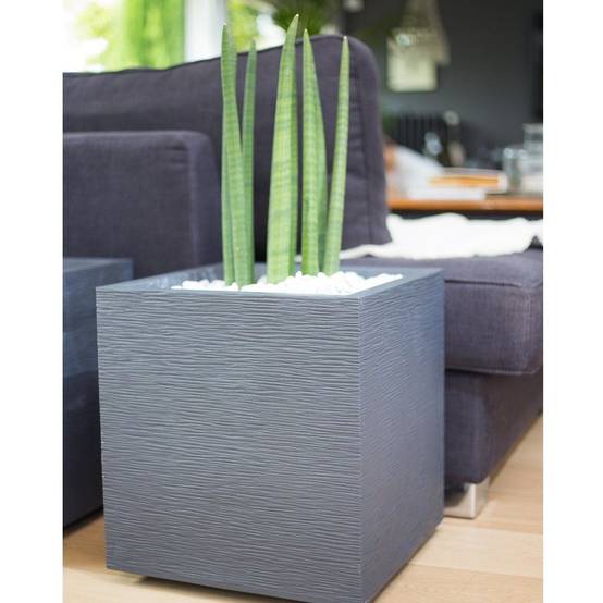 EDA Plastiques - Pot de fleurs carré graphit gris L39.5 x l39.5 x H43.5 cm - Image 3