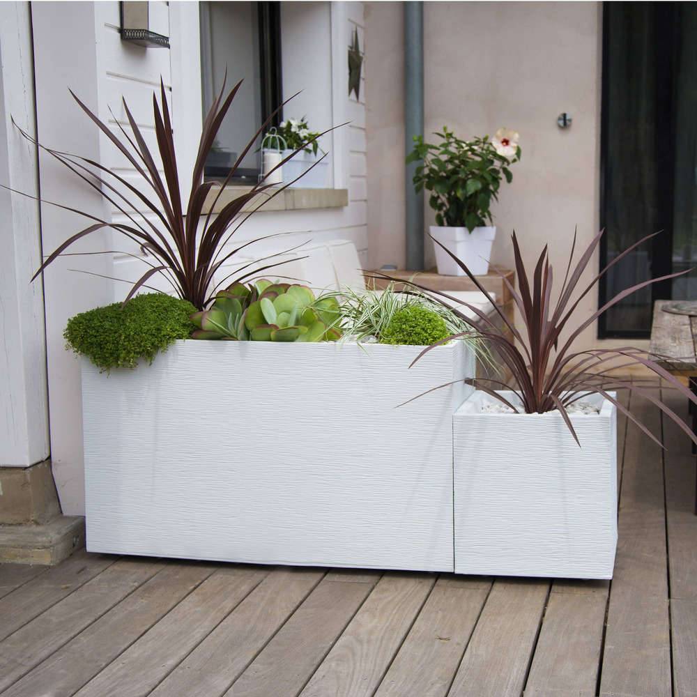 EDA Plastiques - Pot de fleurs carré graphit blanc L39.5 x l39.5 x H43.5 cm - Image 14