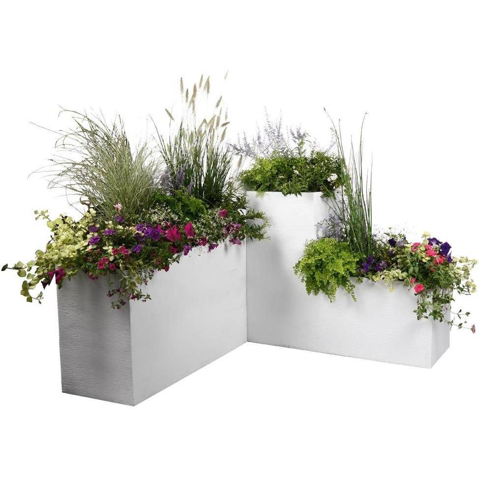 EDA Plastiques - Pot de fleurs carré graphit blanc L39.5 x l39.5 x H43.5 cm - Image 4