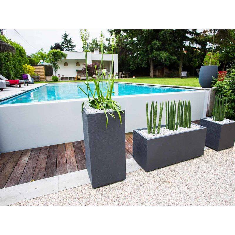 EDA Plastiques - Pot De Fleurs Carré Haut Polypropylène Gris Anthracite 31 L - EDA - Image 8