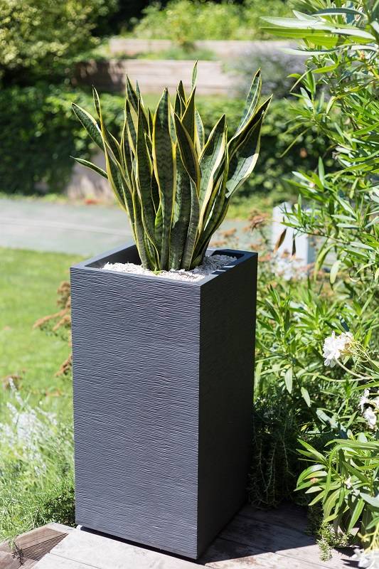 EDA Plastiques - Pot De Fleurs Carré Haut Polypropylène Gris Anthracite 31 L - EDA - Image 4