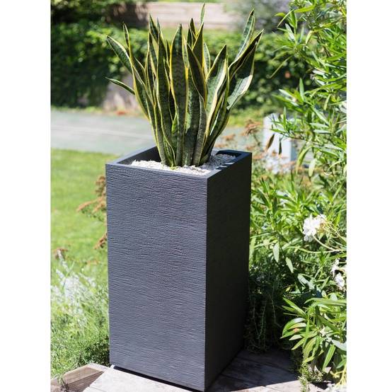EDA Plastiques - Pot De Fleurs Carré Haut Polypropylène Gris Anthracite 31 L - EDA - Image 2
