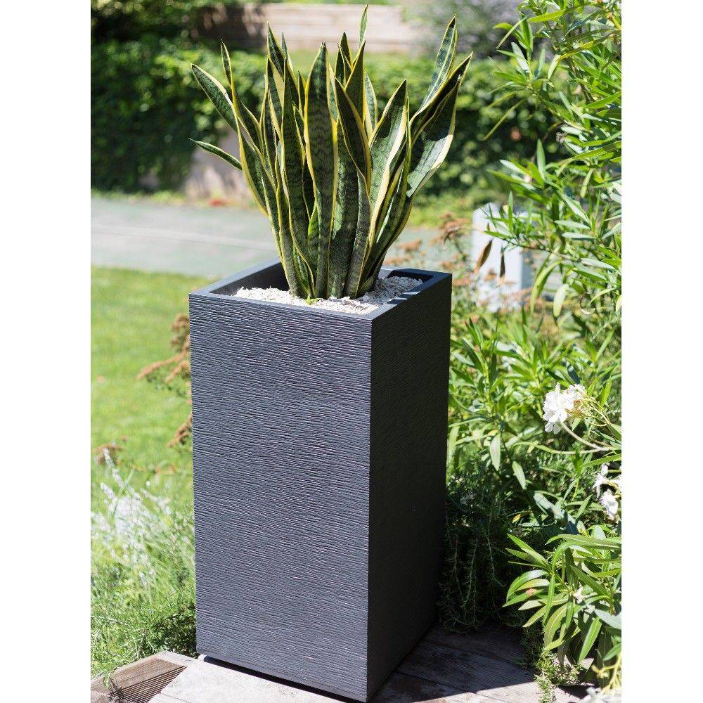 EDA Plastiques - Pot De Fleurs Carré Haut Polypropylène Gris Anthracite 31 L - EDA - Image 2