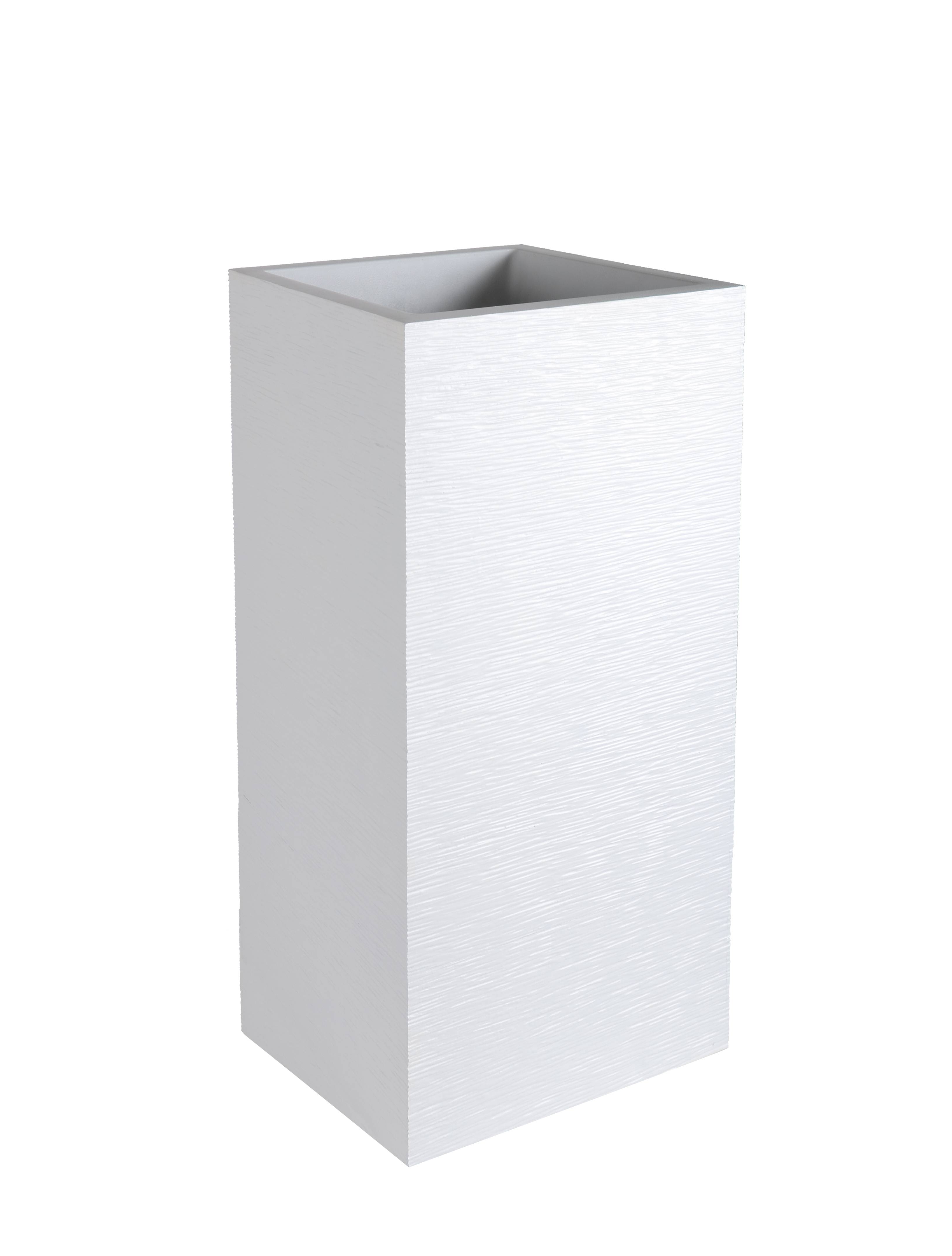 EDA Plastiques - Pot de fleurs carré graphit blanc L39.5 x l39.5 x H80 cm - Image 5
