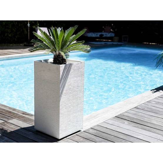EDA Plastiques - Pot de fleurs carré graphit blanc L39.5 x l39.5 x H80 cm - Image 7